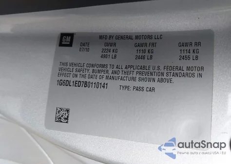 2011 Cadillac Cts Performance z USA, uszkodzony, nr VIN 1G6DL1ED7B0110141